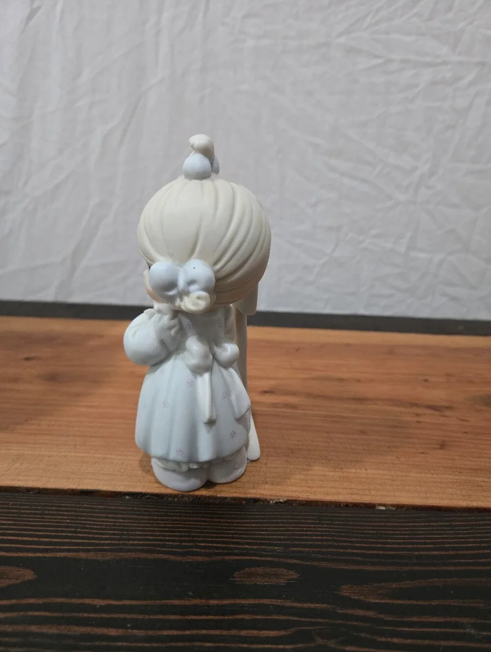 Precious Moments Cream and White Girl Figurine with Mailbox
